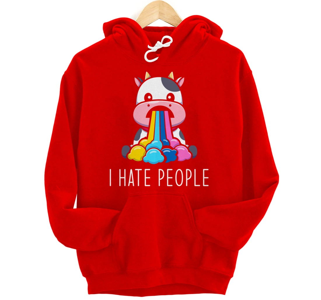 I Hate People Design - I Hate People - funny Cow Pullover Hoodie