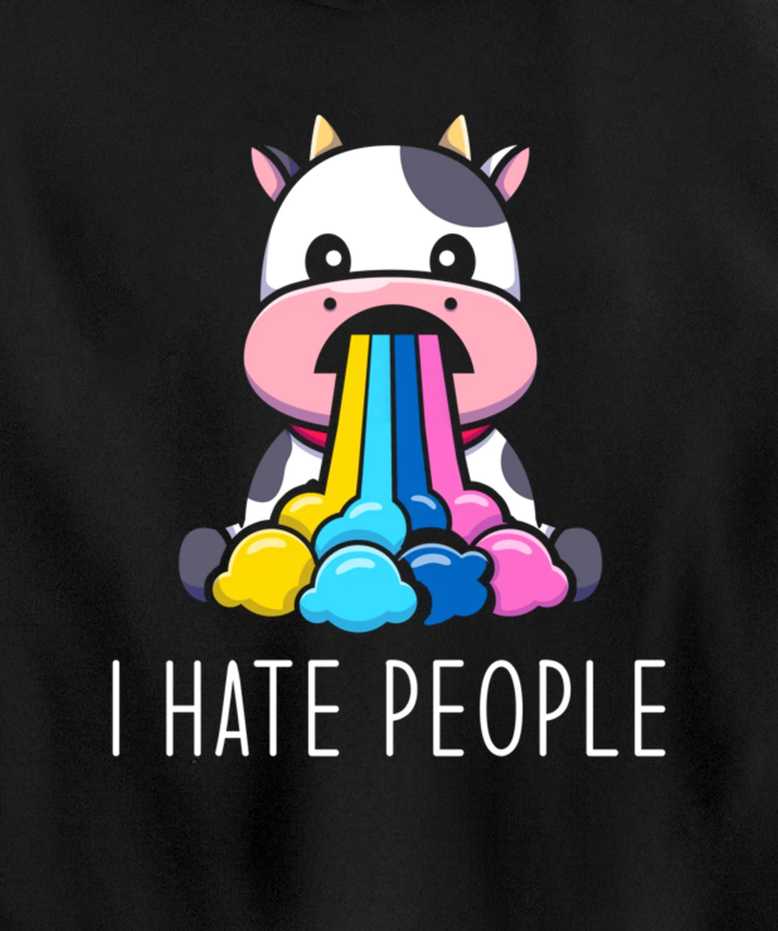 I Hate People Design - I Hate People - funny Cow Pullover Hoodie