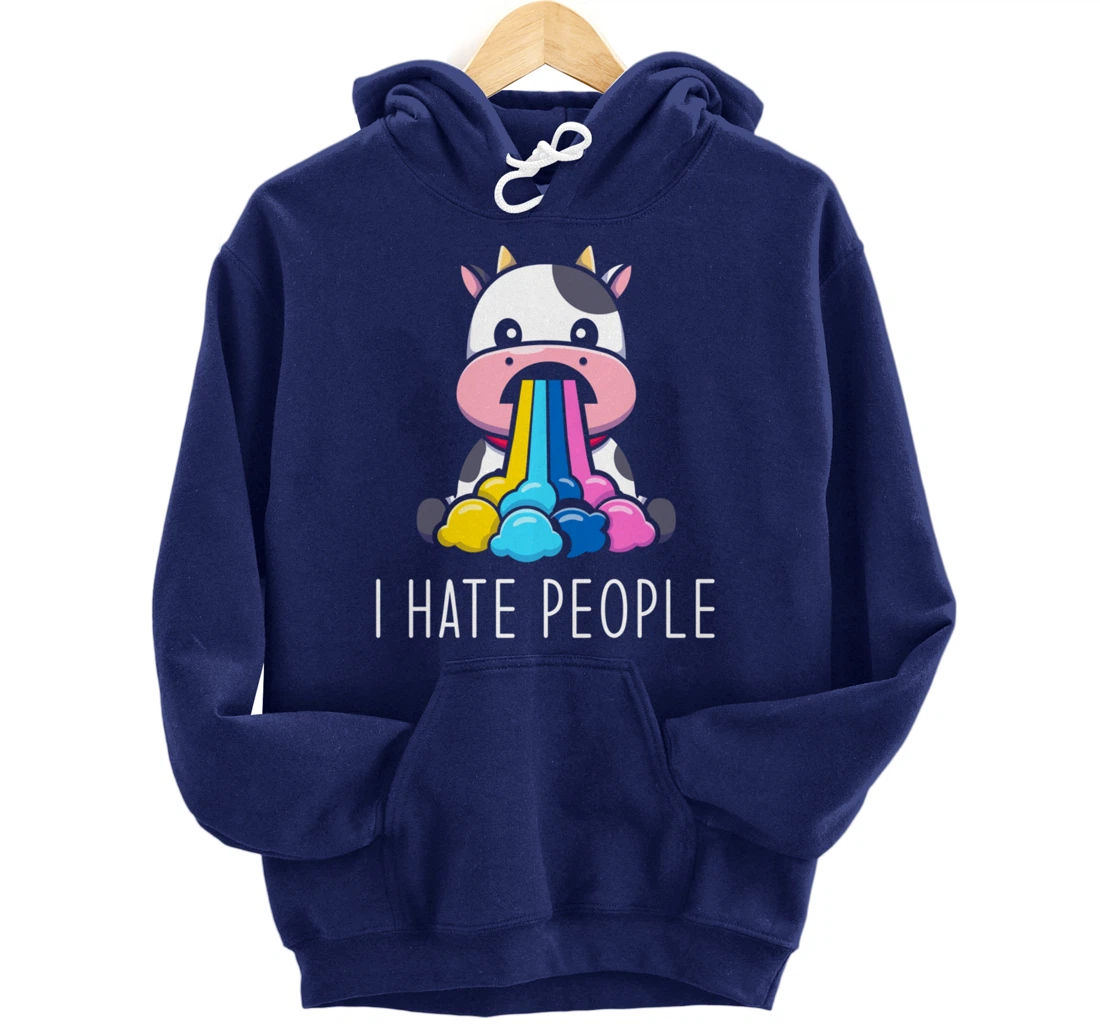I Hate People Design - I Hate People - funny Cow Pullover Hoodie