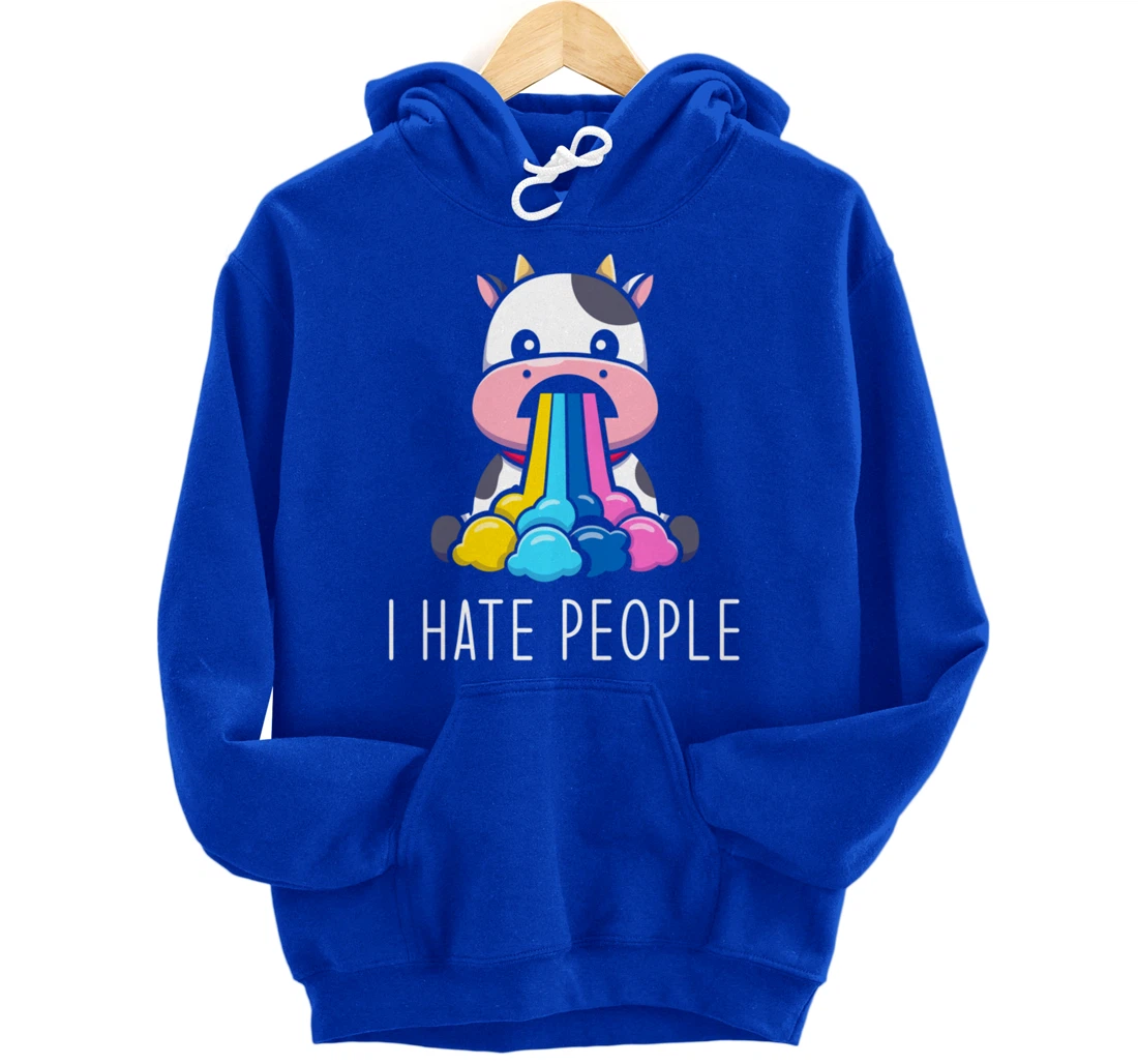 I Hate People Design - I Hate People - funny Cow Pullover Hoodie