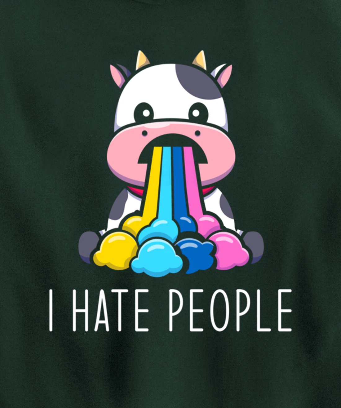 I Hate People Design - I Hate People - funny Cow Pullover Hoodie
