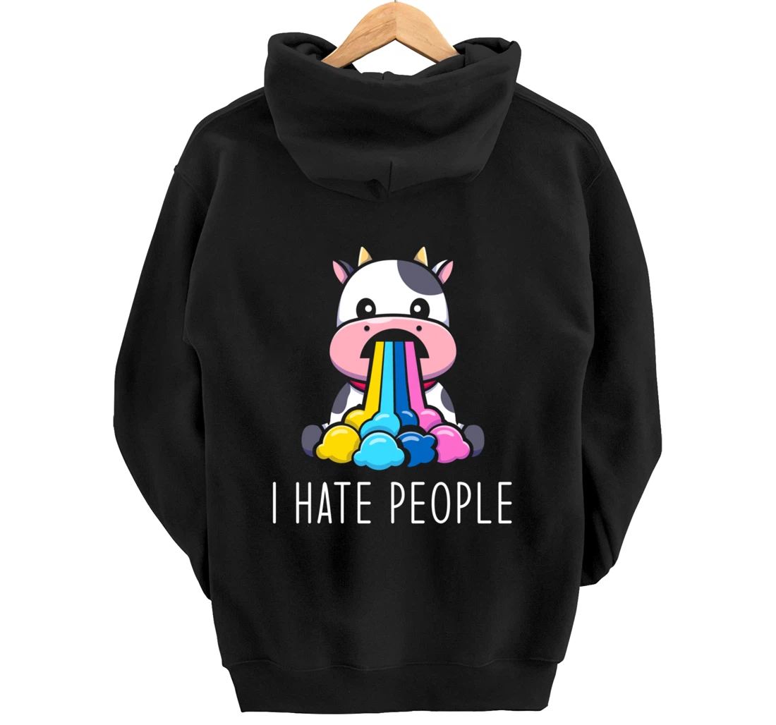I Hate People Design - I Hate People - funny Cow Pullover Hoodie