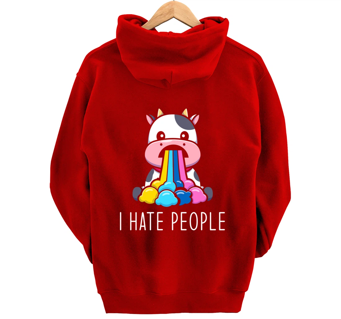 I Hate People Design - I Hate People - funny Cow Pullover Hoodie