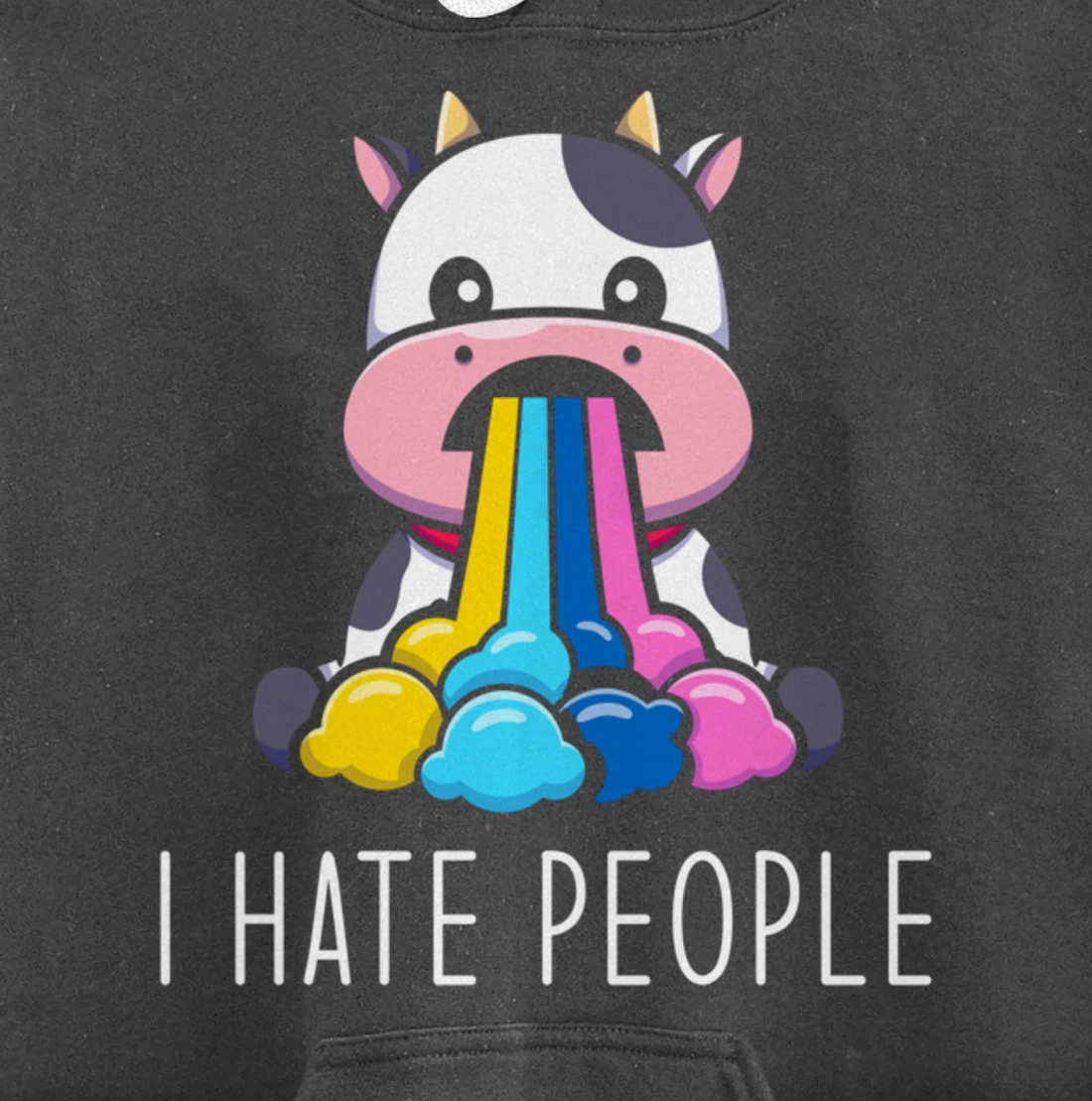 I Hate People Design - I Hate People - funny Cow Pullover Hoodie