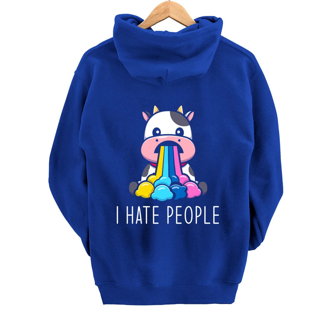 I Hate People Design - I Hate People - funny Cow Pullover Hoodie
