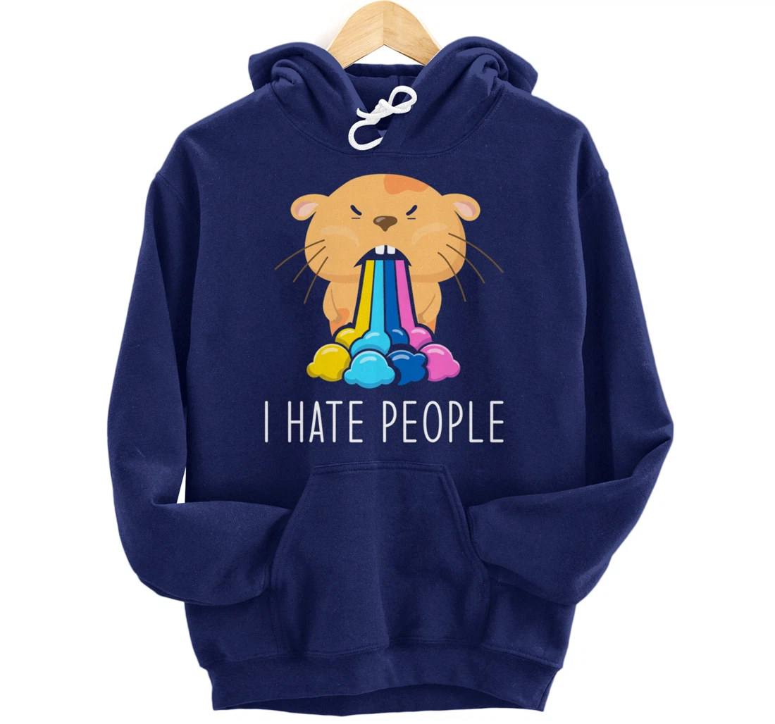 I Hate People Design - I Hate People - Hamster Pullover Hoodie