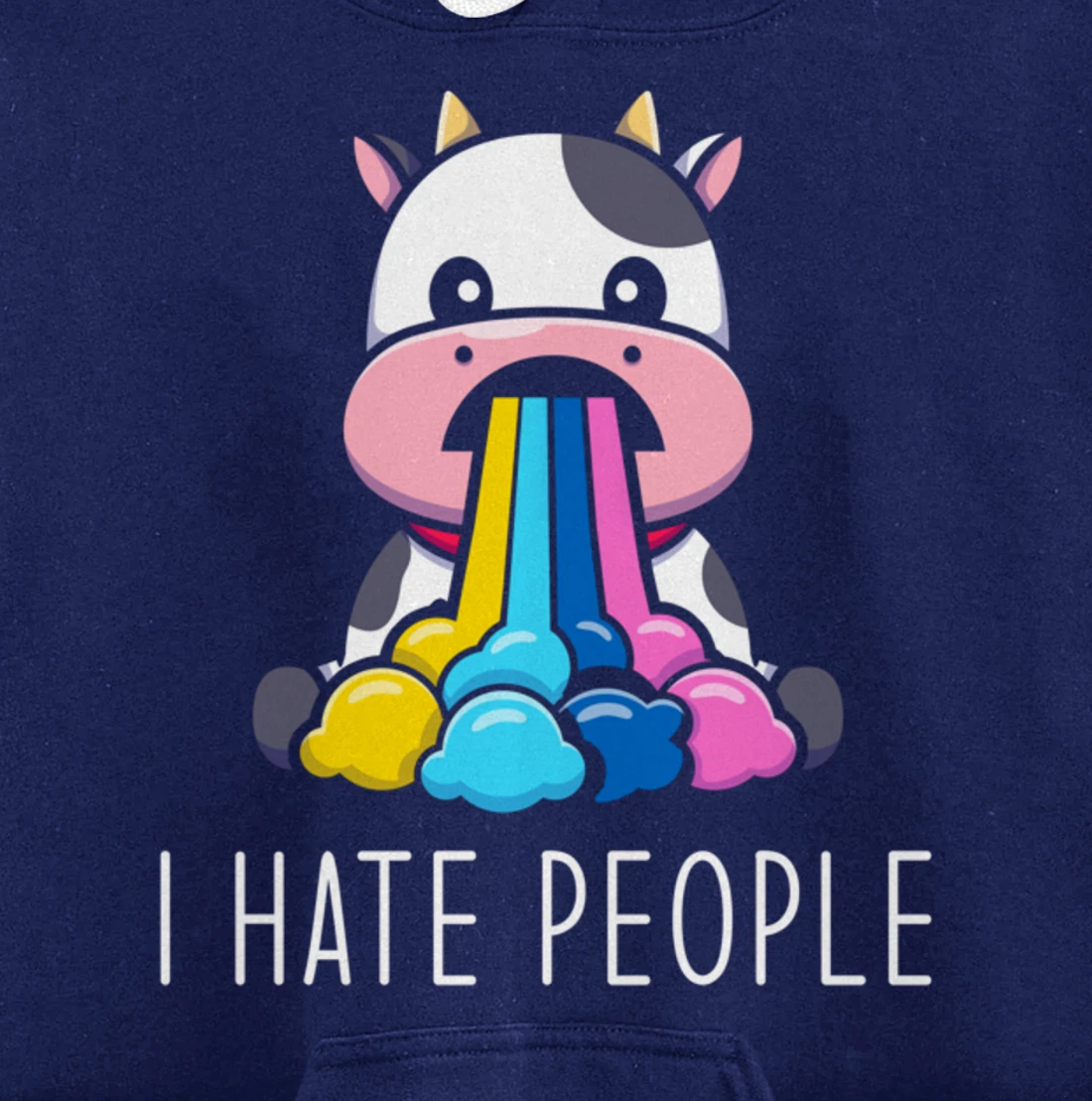 I Hate People Design - I Hate People - funny Cow Pullover Hoodie