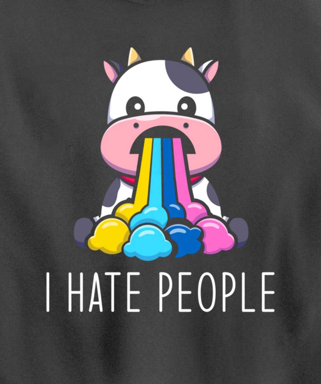 I Hate People Design - I Hate People - funny Cow Pullover Hoodie
