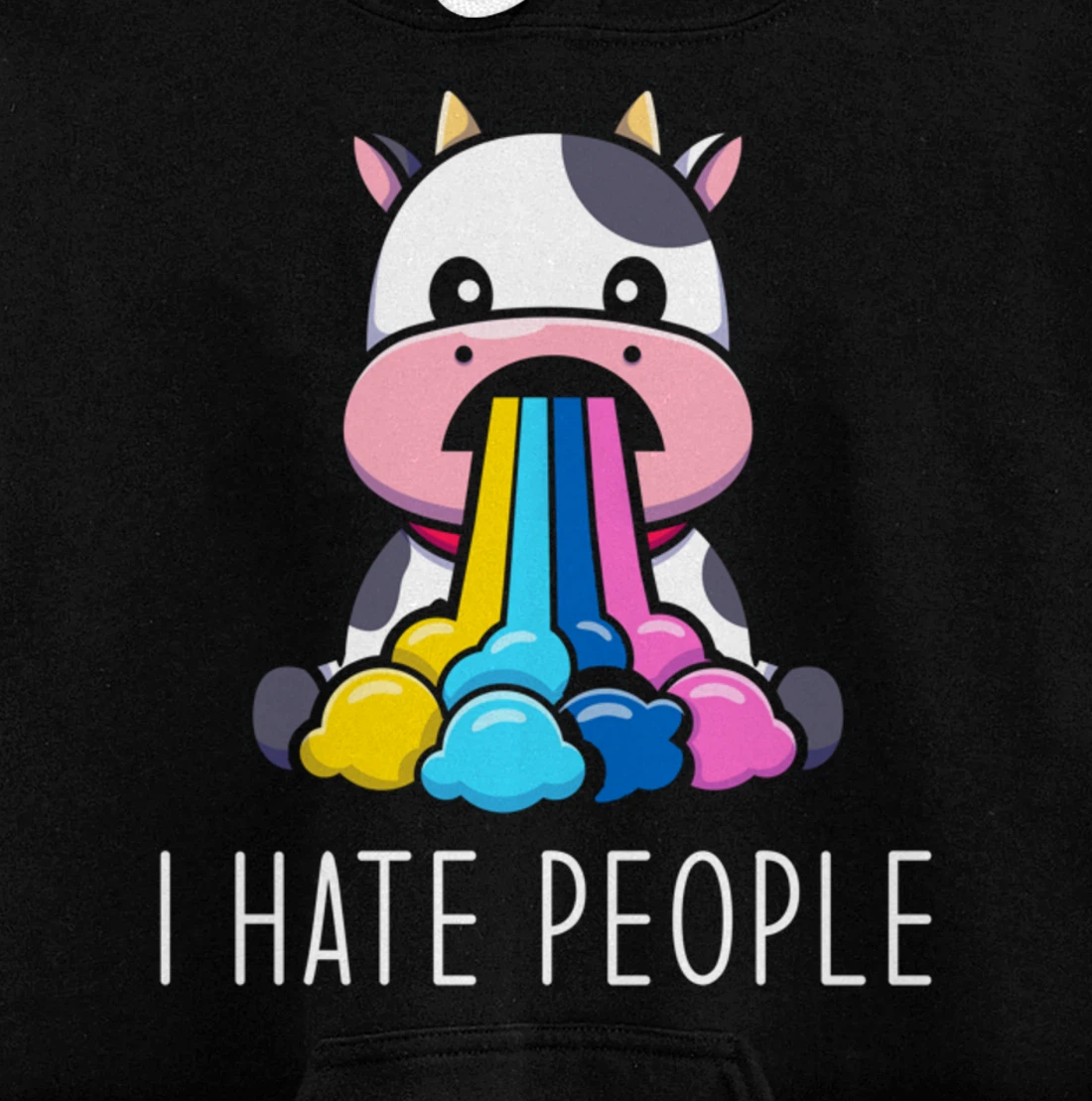 I Hate People Design - I Hate People - funny Cow Pullover Hoodie