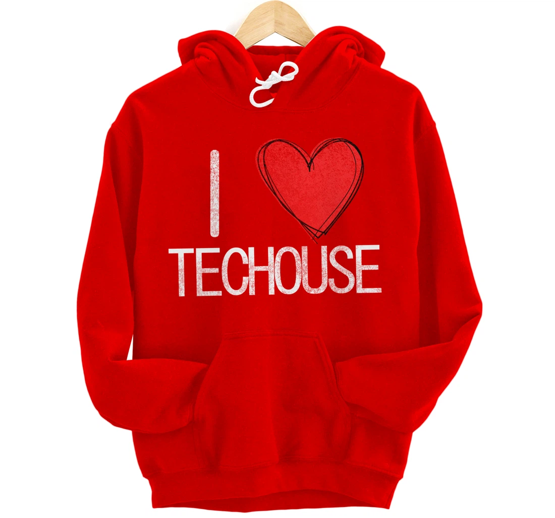I love techno, techouse, electronic music cool distressed Pullover Hoodie