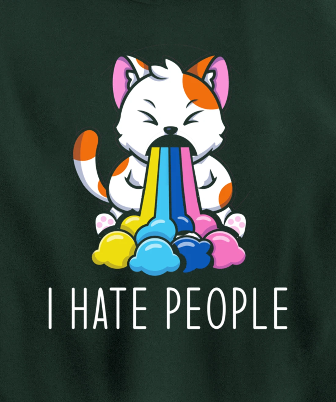 I Hate People Design - I Hate People - funny Cat Pullover Hoodie