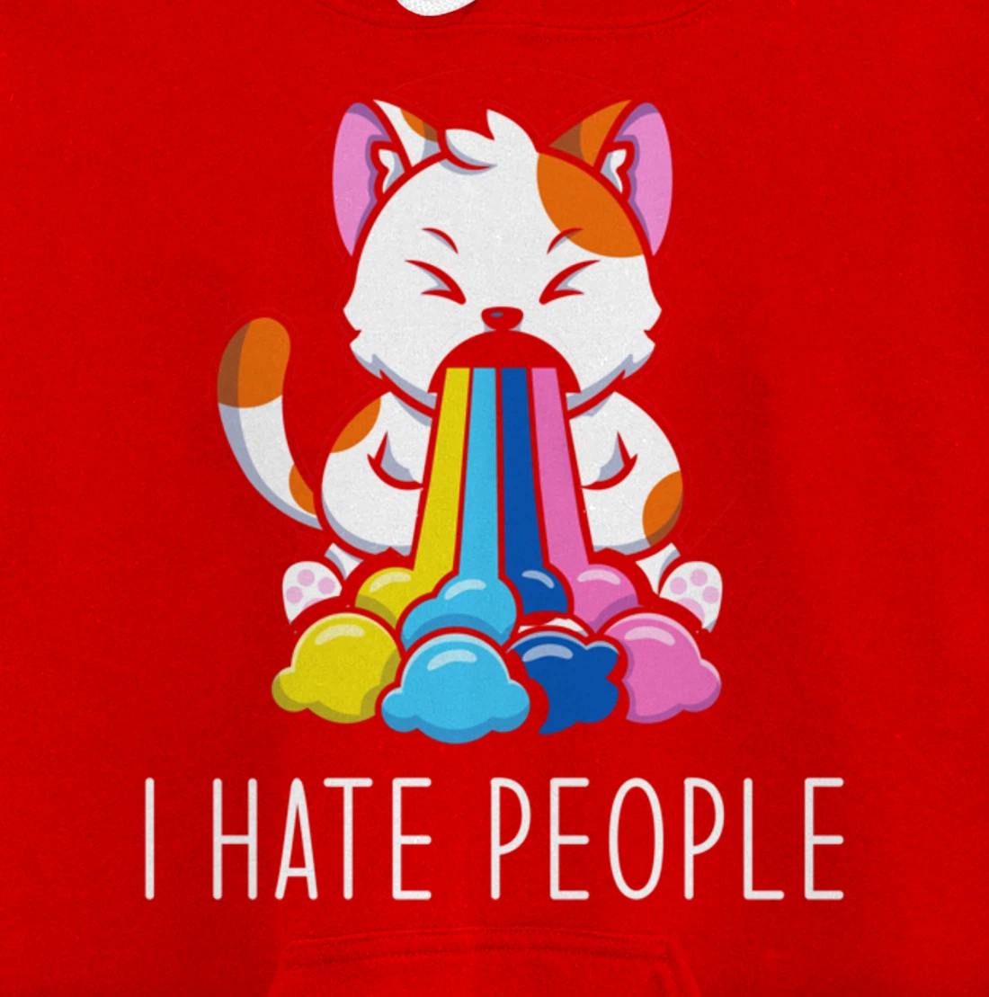 I Hate People Design - I Hate People - funny Cat Pullover Hoodie