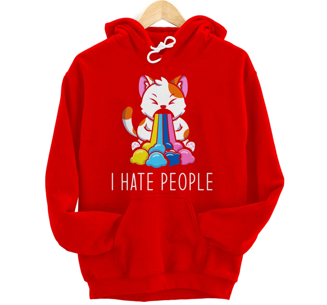 I Hate People Design - I Hate People - funny Cat Pullover Hoodie