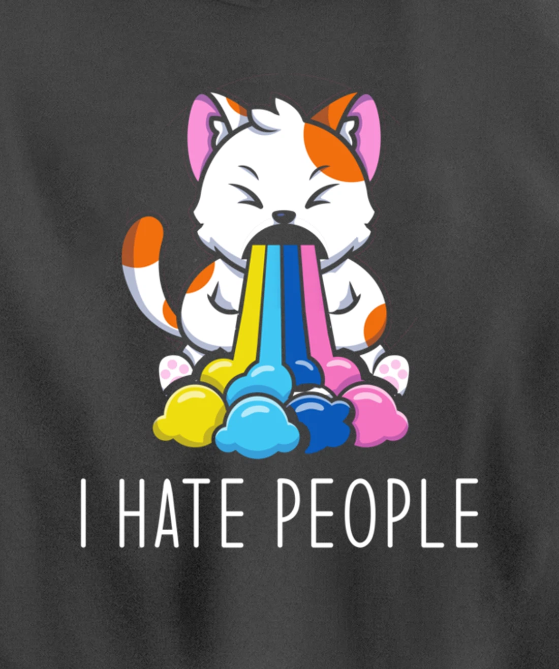 I Hate People Design - I Hate People - funny Cat Pullover Hoodie