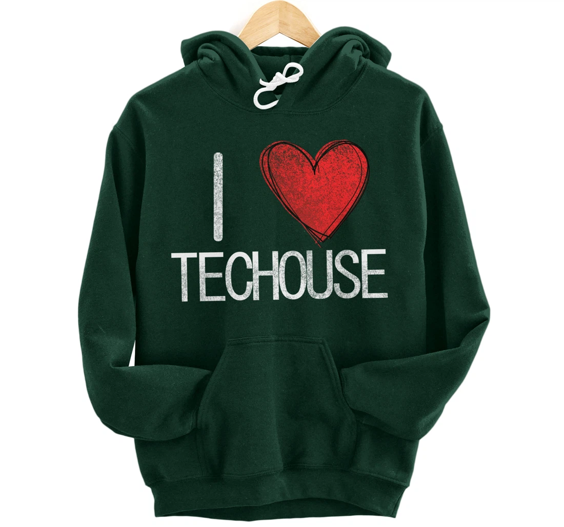 I love techno, techouse, electronic music cool distressed Pullover Hoodie
