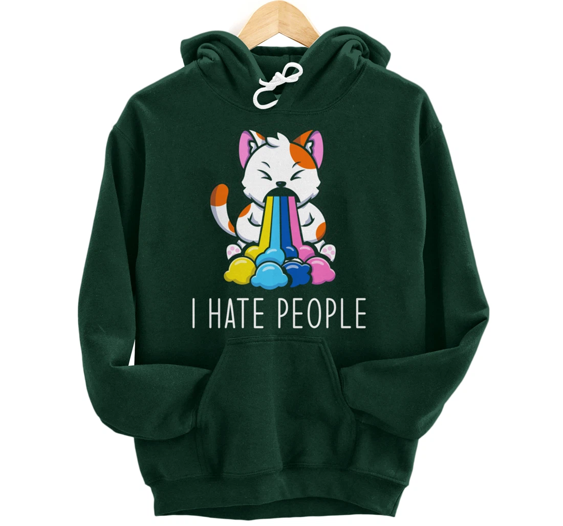 I Hate People Design - I Hate People - funny Cat Pullover Hoodie