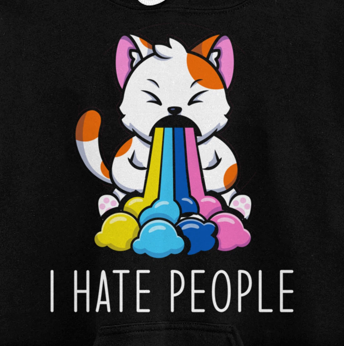 I Hate People Design - I Hate People - funny Cat Pullover Hoodie