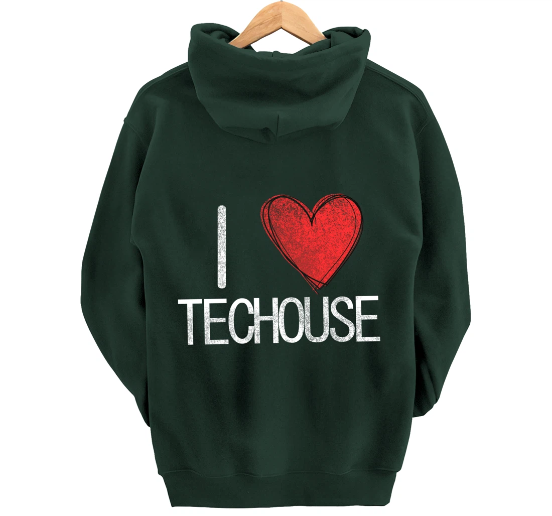 I love techno, techouse, electronic music cool distressed Pullover Hoodie
