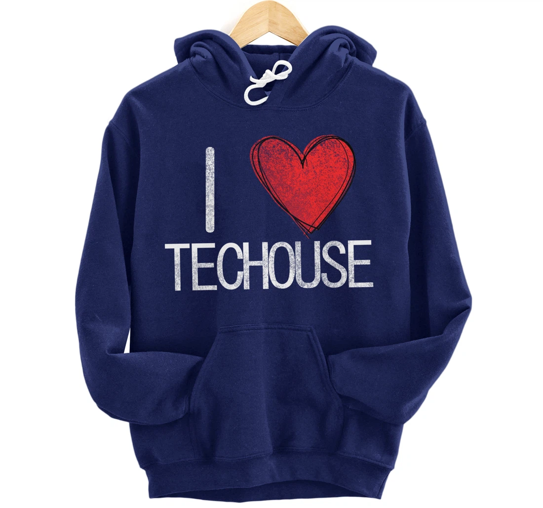I love techno, techouse, electronic music cool distressed Pullover Hoodie