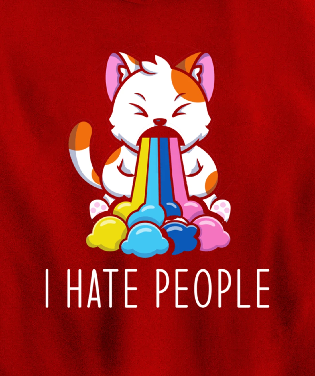 I Hate People Design - I Hate People - funny Cat Pullover Hoodie