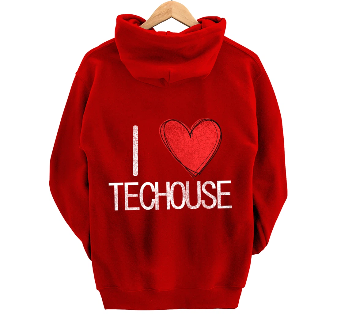 I love techno, techouse, electronic music cool distressed Pullover Hoodie