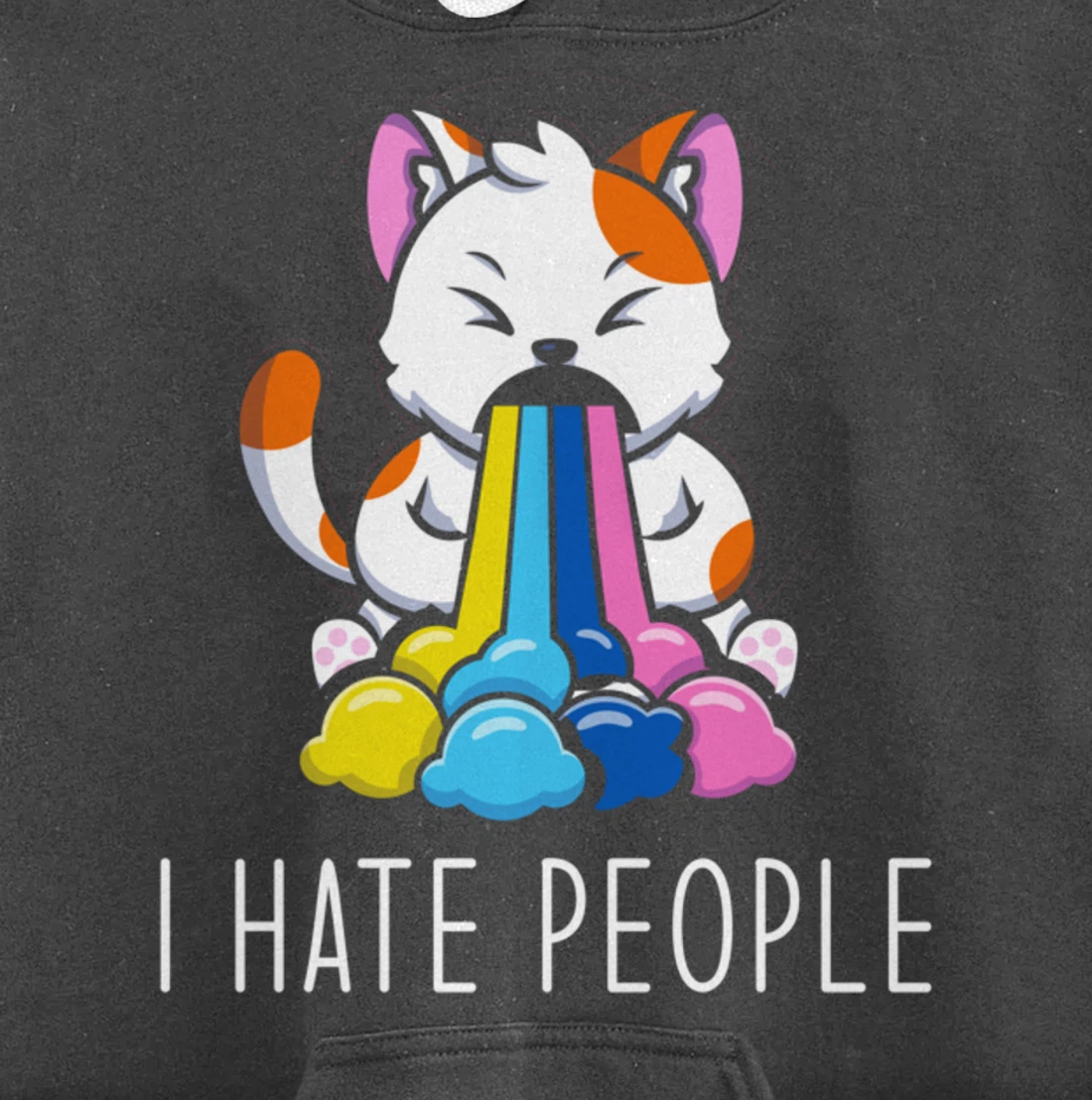 I Hate People Design - I Hate People - funny Cat Pullover Hoodie