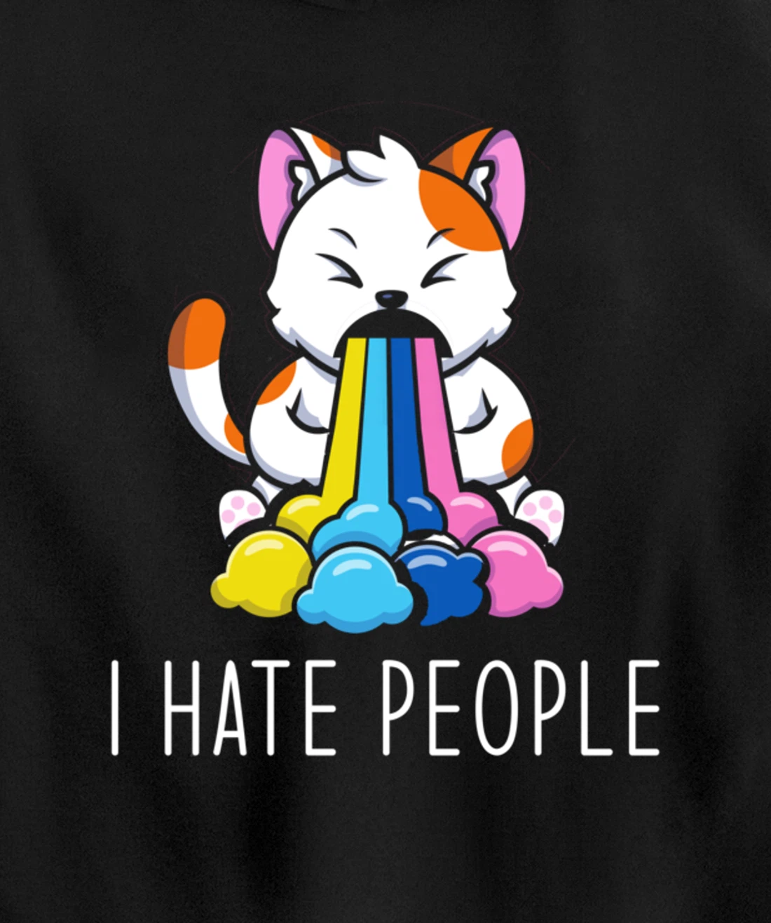 I Hate People Design - I Hate People - funny Cat Pullover Hoodie