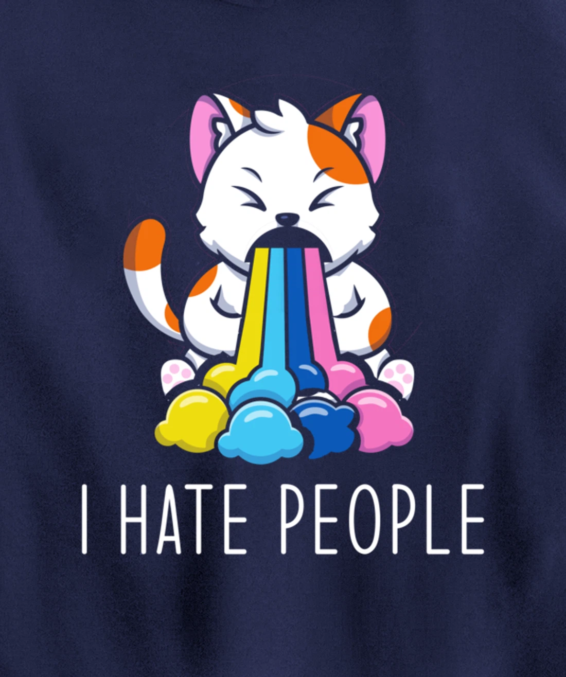 I Hate People Design - I Hate People - funny Cat Pullover Hoodie