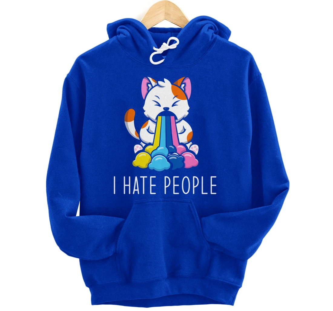 I Hate People Design - I Hate People - funny Cat Pullover Hoodie