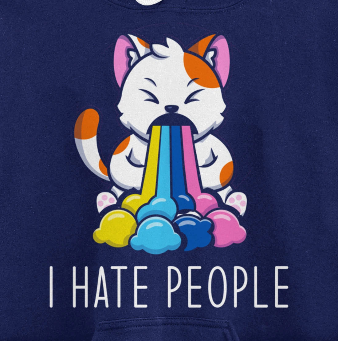I Hate People Design - I Hate People - funny Cat Pullover Hoodie