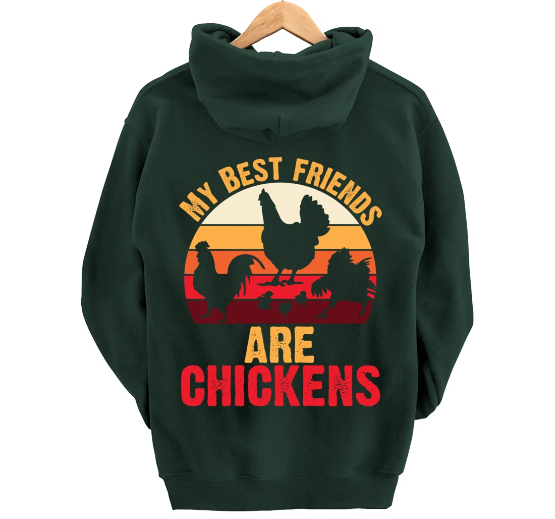 My Best Friends Are Chickens Chicken Retro vintage Chicken Pullover Hoodie