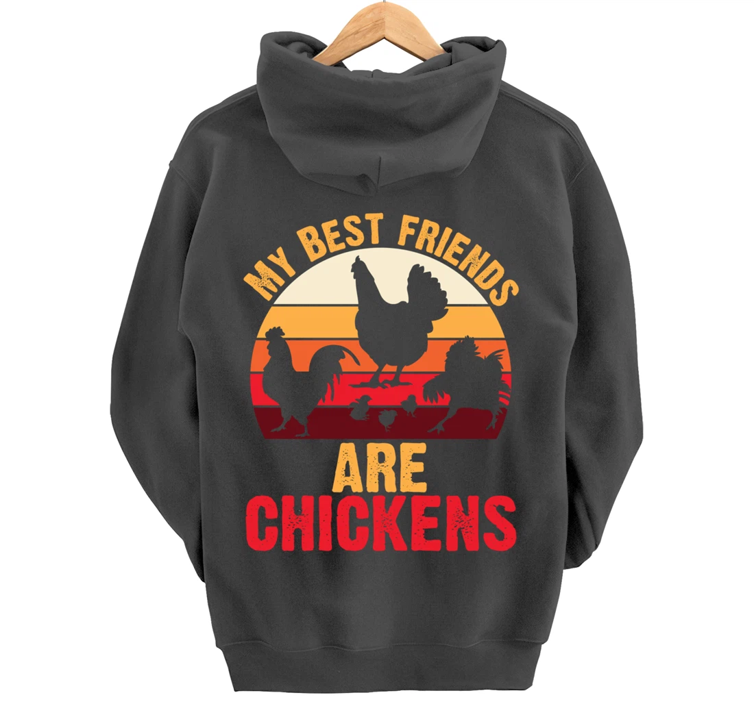 My Best Friends Are Chickens Chicken Retro vintage Chicken Pullover Hoodie