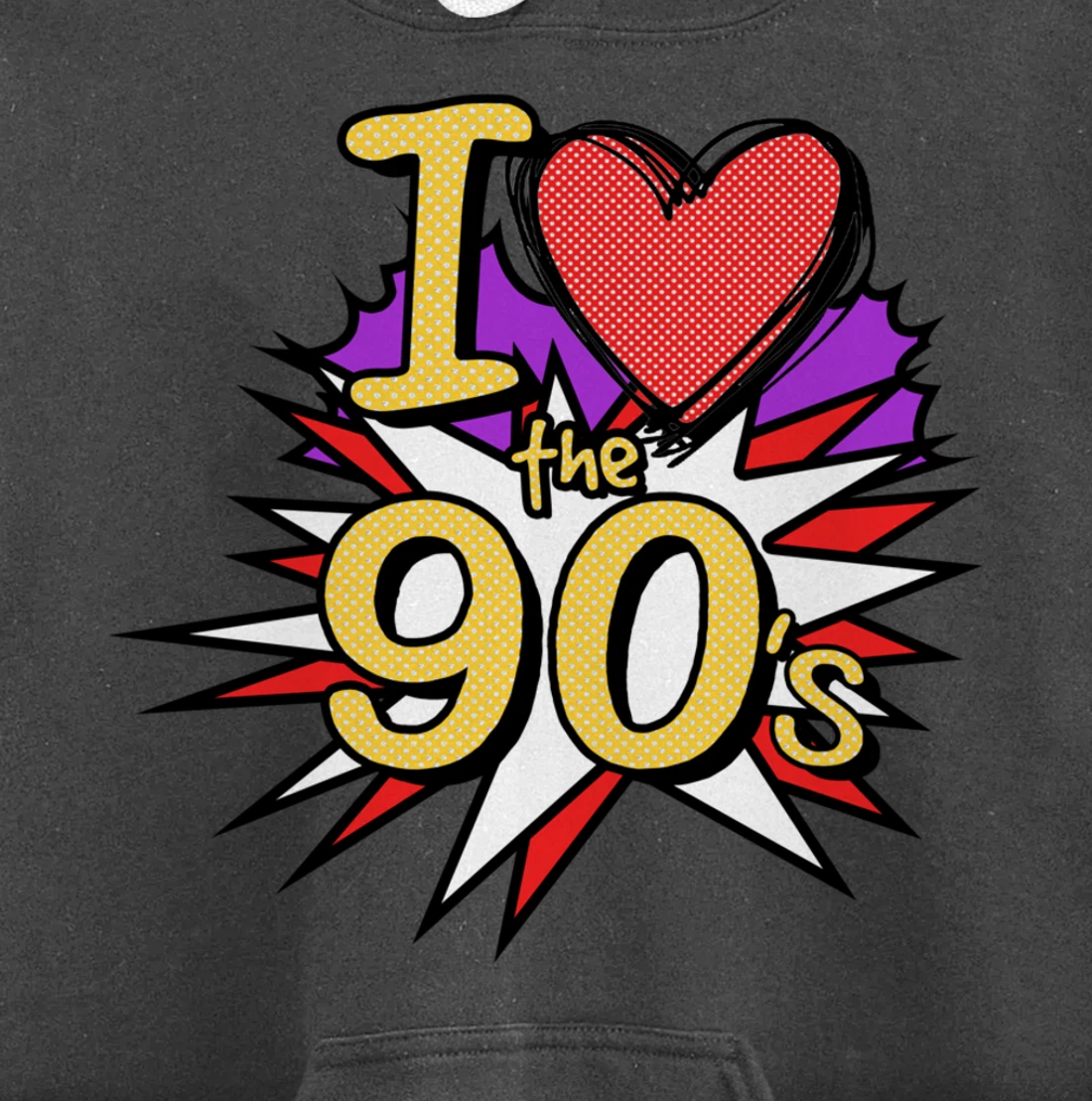 Cool I Love The 90's Nostalgia 90's Nineties Theme Pullover Hoodie