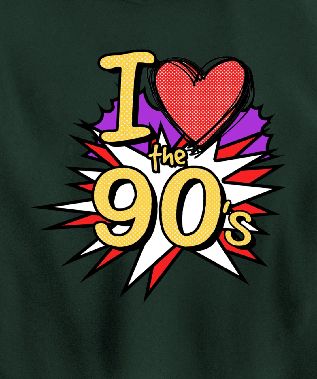 Cool I Love The 90's Nostalgia 90's Nineties Theme Pullover Hoodie