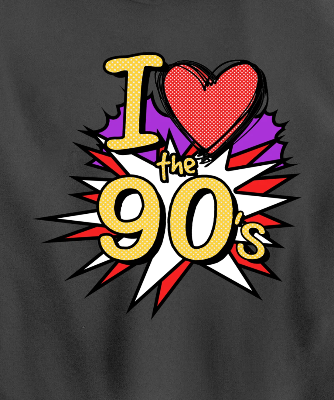 Cool I Love The 90's Nostalgia 90's Nineties Theme Pullover Hoodie