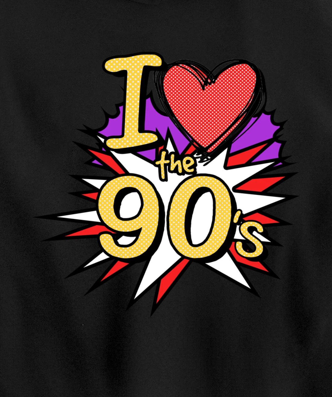 Cool I Love The 90's Nostalgia 90's Nineties Theme Pullover Hoodie