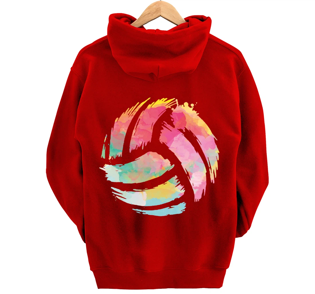 Colorsplash Volleyball Artsy Ball Sport For Athlete Player Pullover Hoodie