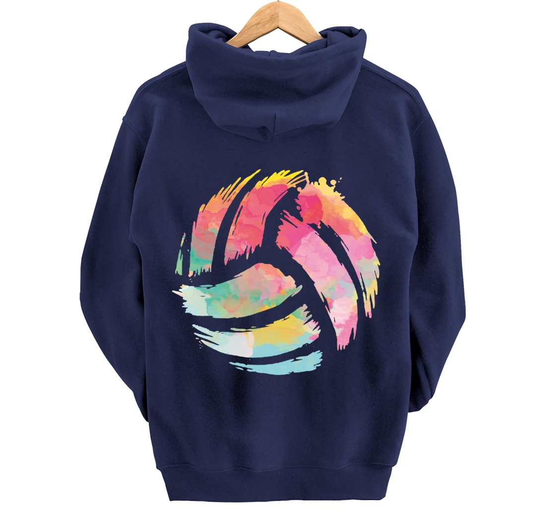 Colorsplash Volleyball Artsy Ball Sport For Athlete Player Pullover Hoodie