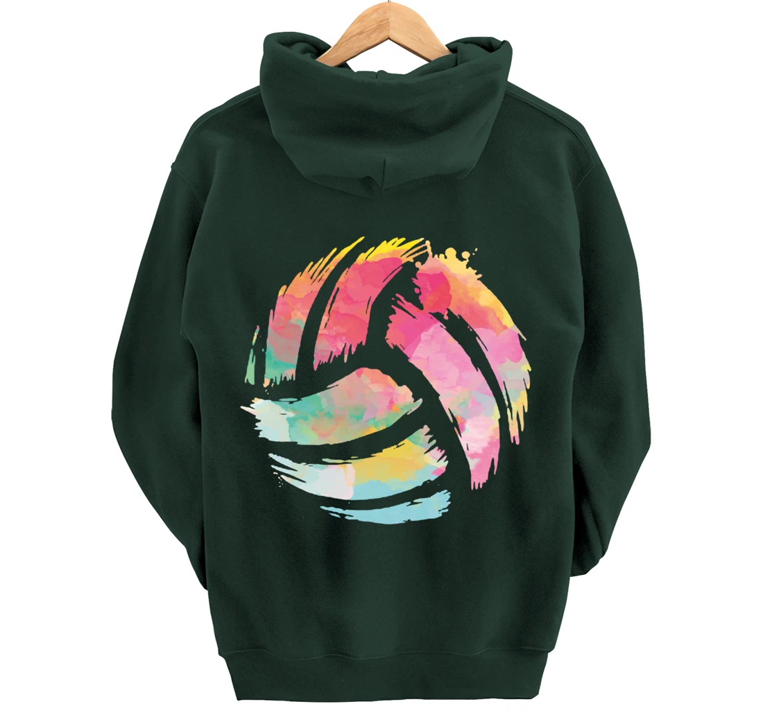 Colorsplash Volleyball Artsy Ball Sport For Athlete Player Pullover Hoodie