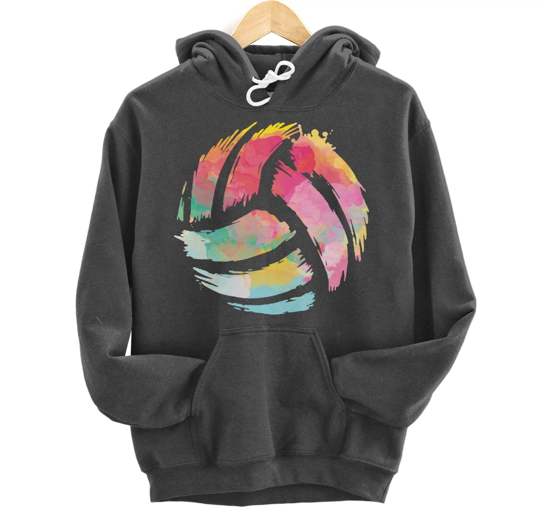 Colorsplash Volleyball Artsy Ball Sport For Athlete Player Pullover Hoodie