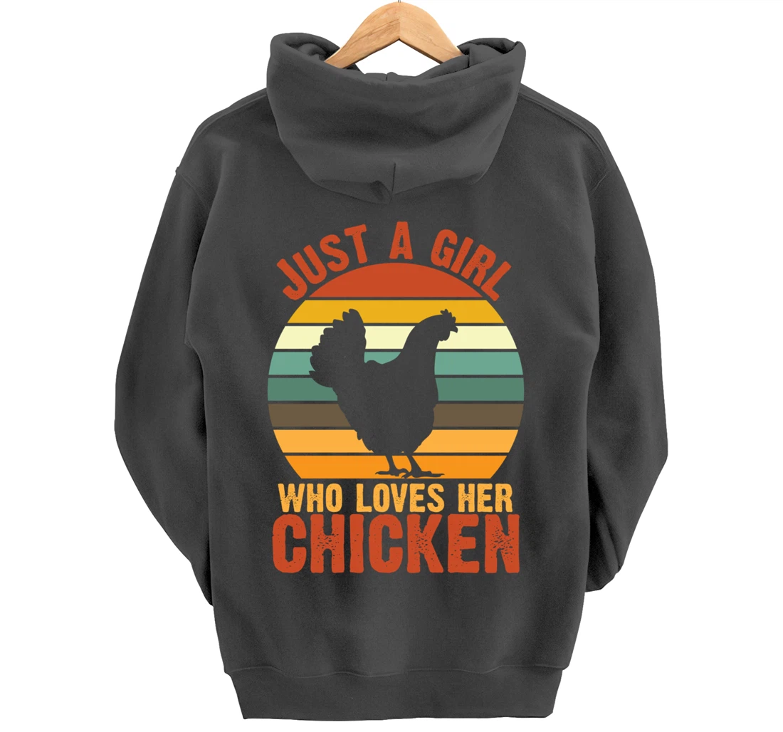 Just a Girl Who Loves Her Chicken Retro vintage Chicken Pullover Hoodie