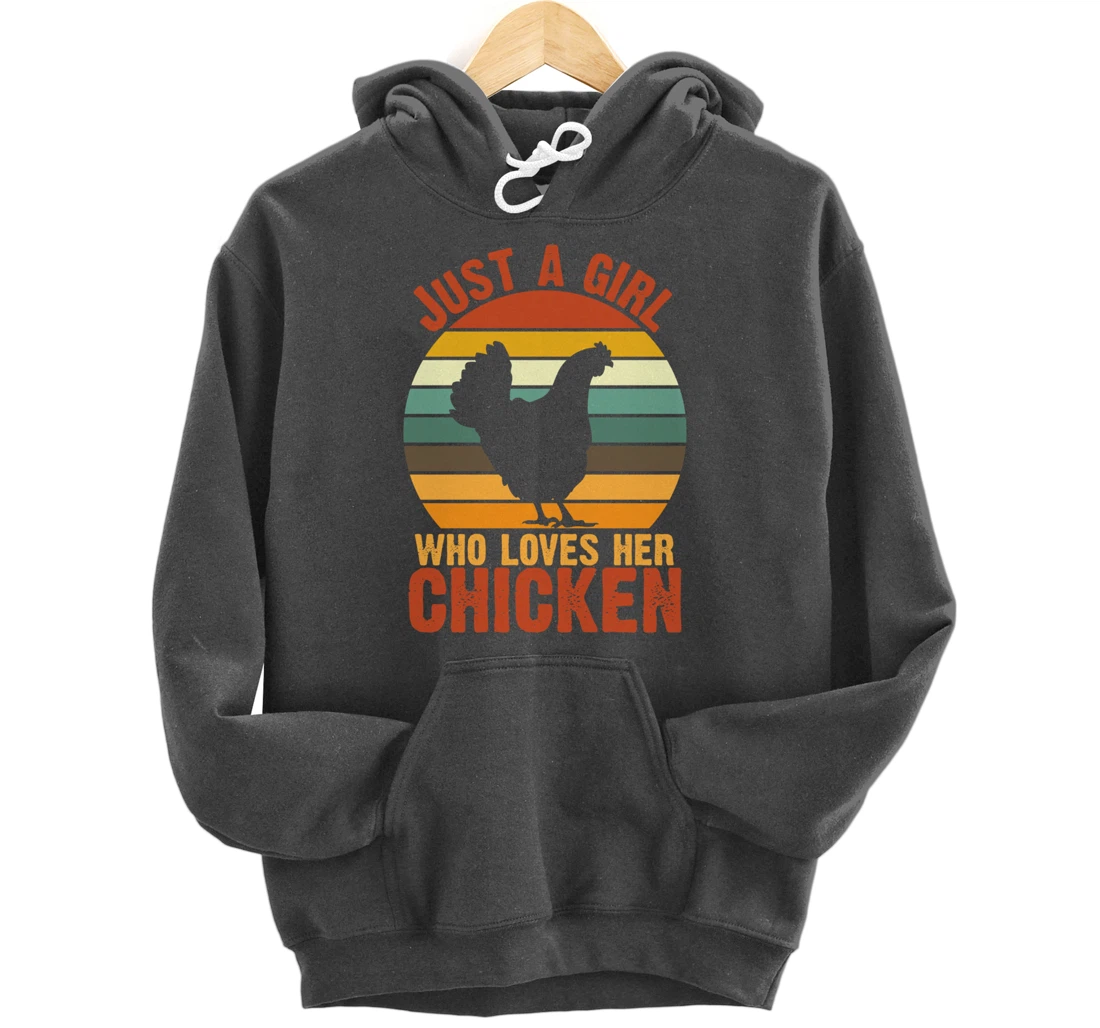 Just a Girl Who Loves Her Chicken Retro vintage Chicken Pullover Hoodie