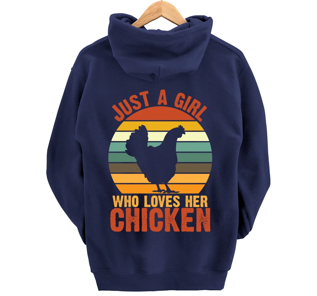 Just a Girl Who Loves Her Chicken Retro vintage Chicken Pullover Hoodie