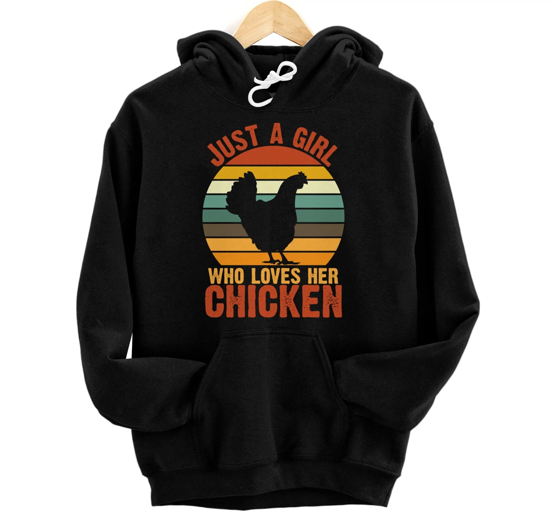 Just a Girl Who Loves Her Chicken Retro vintage Chicken Pullover Hoodie