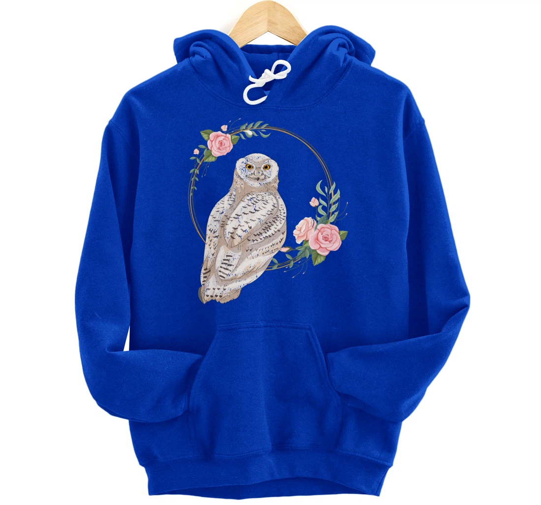 Flower Roses Animal Lover Gift Wise Bird Floral Owl Pullover Hoodie