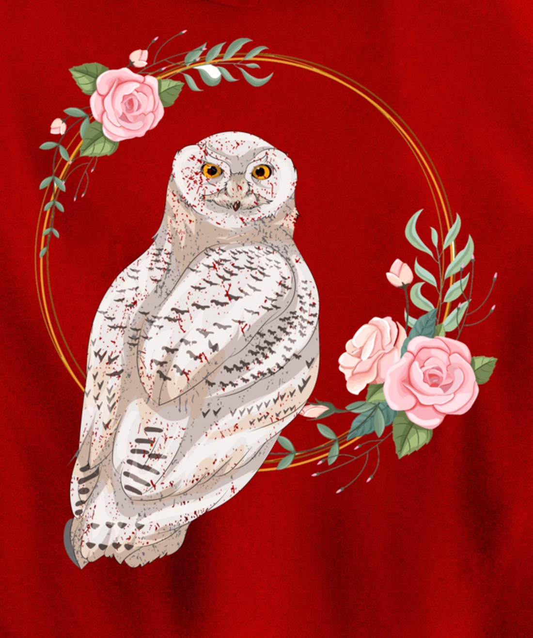 Flower Roses Animal Lover Gift Wise Bird Floral Owl Pullover Hoodie