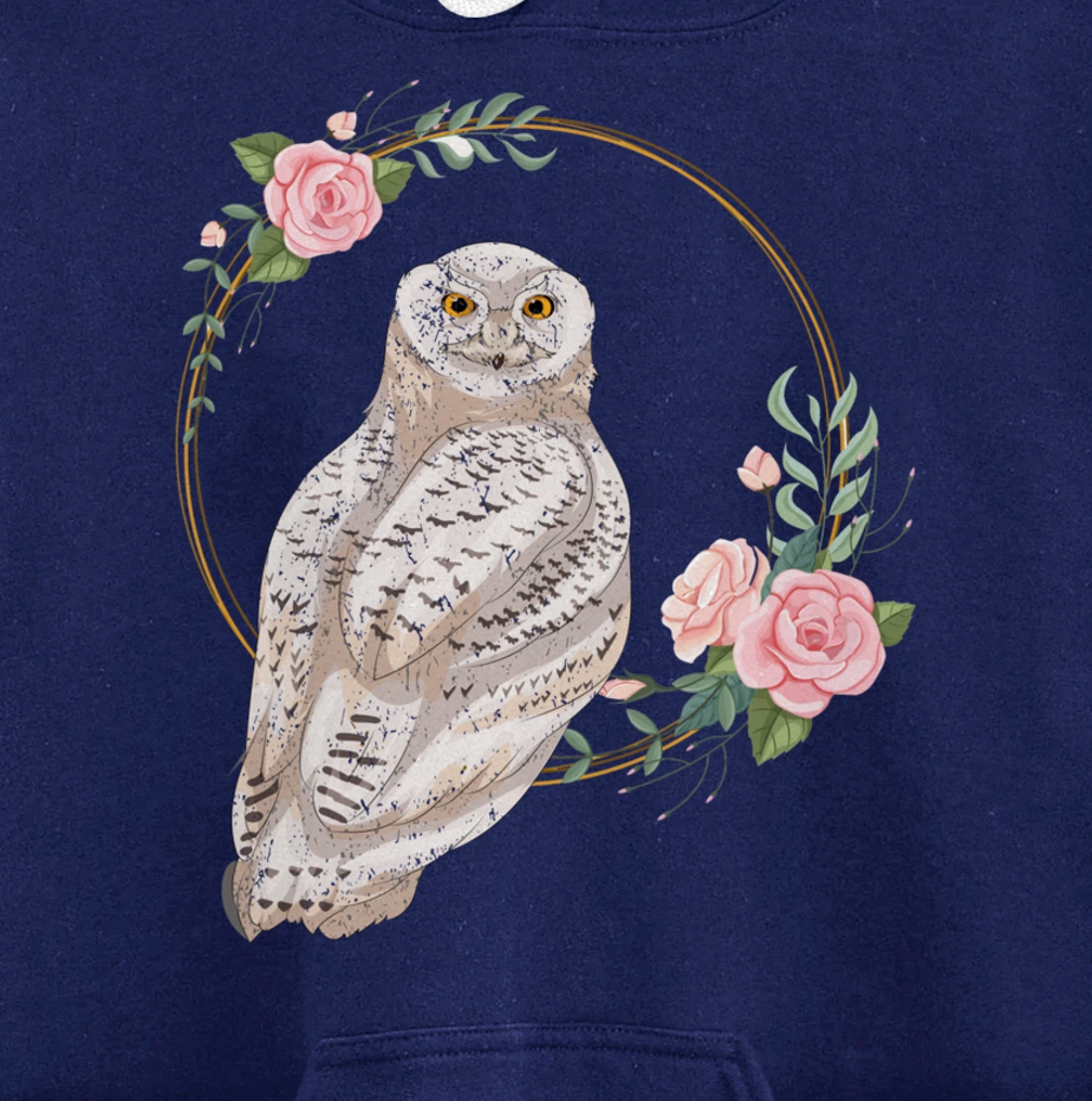 Flower Roses Animal Lover Gift Wise Bird Floral Owl Pullover Hoodie