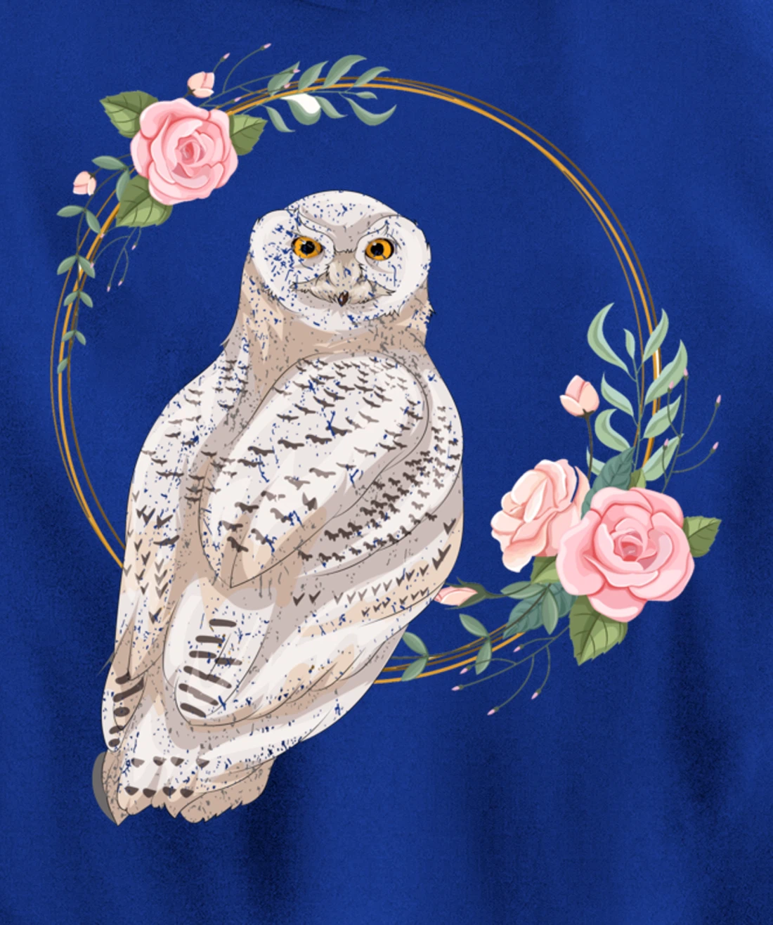 Flower Roses Animal Lover Gift Wise Bird Floral Owl Pullover Hoodie