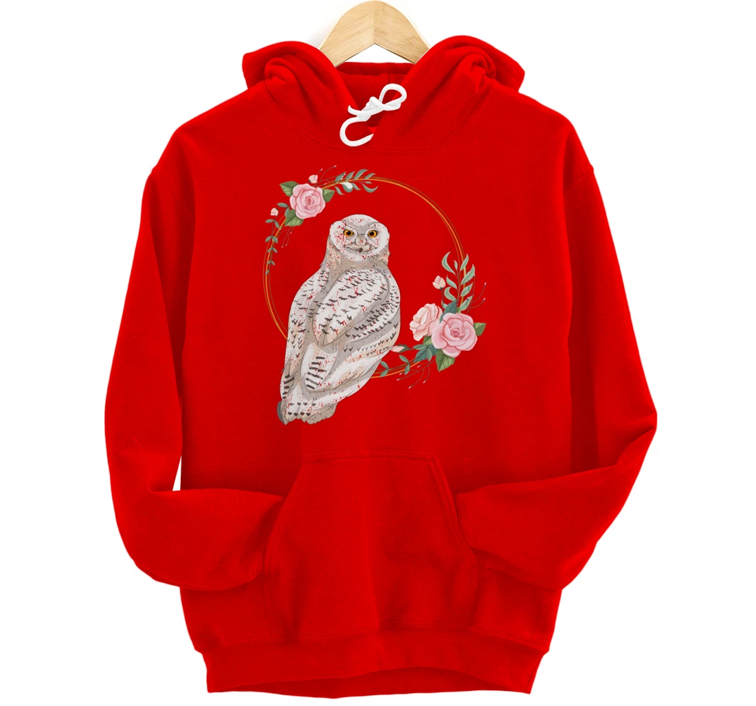 Flower Roses Animal Lover Gift Wise Bird Floral Owl Pullover Hoodie