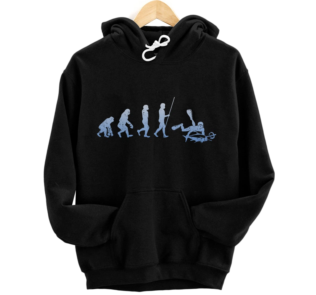 Evolution Fisherman Scuba Diving Fishing Spearfishing Pullover Hoodie